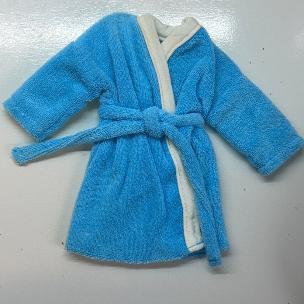 Vintage TOMY Kimberly Doll Blue Terry Cloth Bathrobe with Belt for 10-12 in Doll